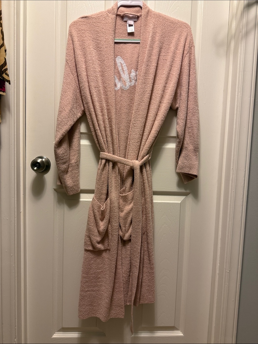 Barbie Pink Terry Cloth Robe with White Logo - Picture 4 of 7